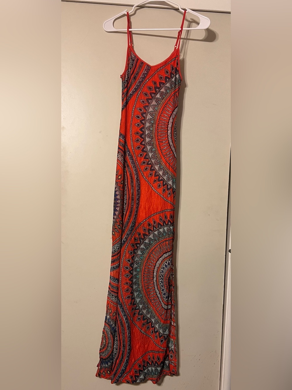 Fire Los Angeles Red and Multicolor Printed Maxi Dress